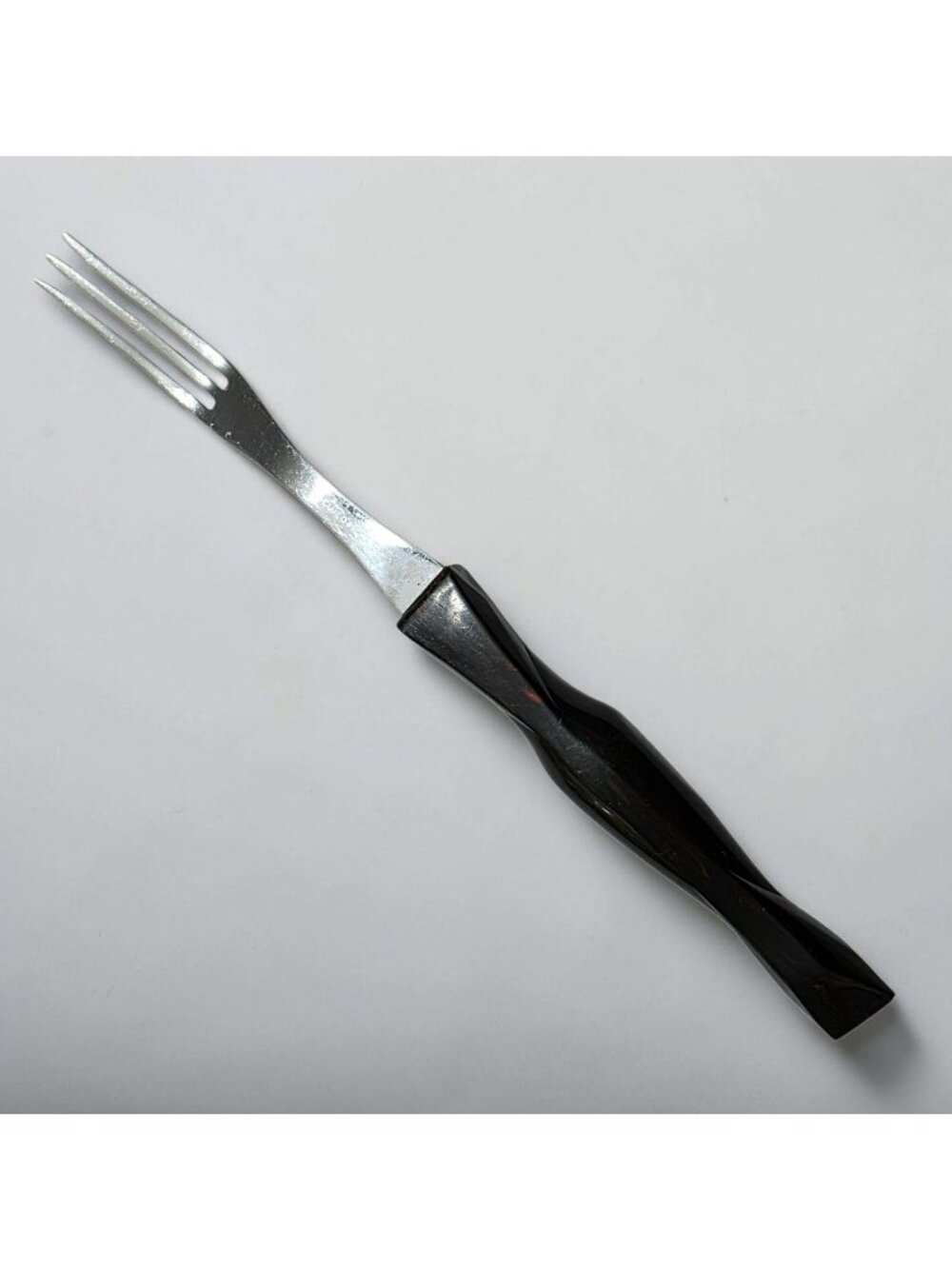 Vintage Cutco 1726 Meat Fork Brown Swirl Handle Turning Carving Utensil USA 11"